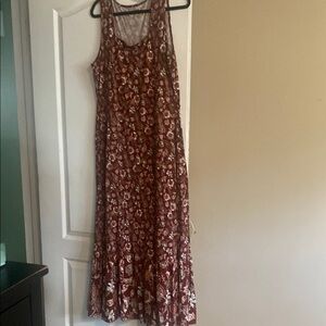 Lands' End Red Sleeveless Maxi Sundress
